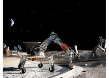 Robot on asteroid depiction